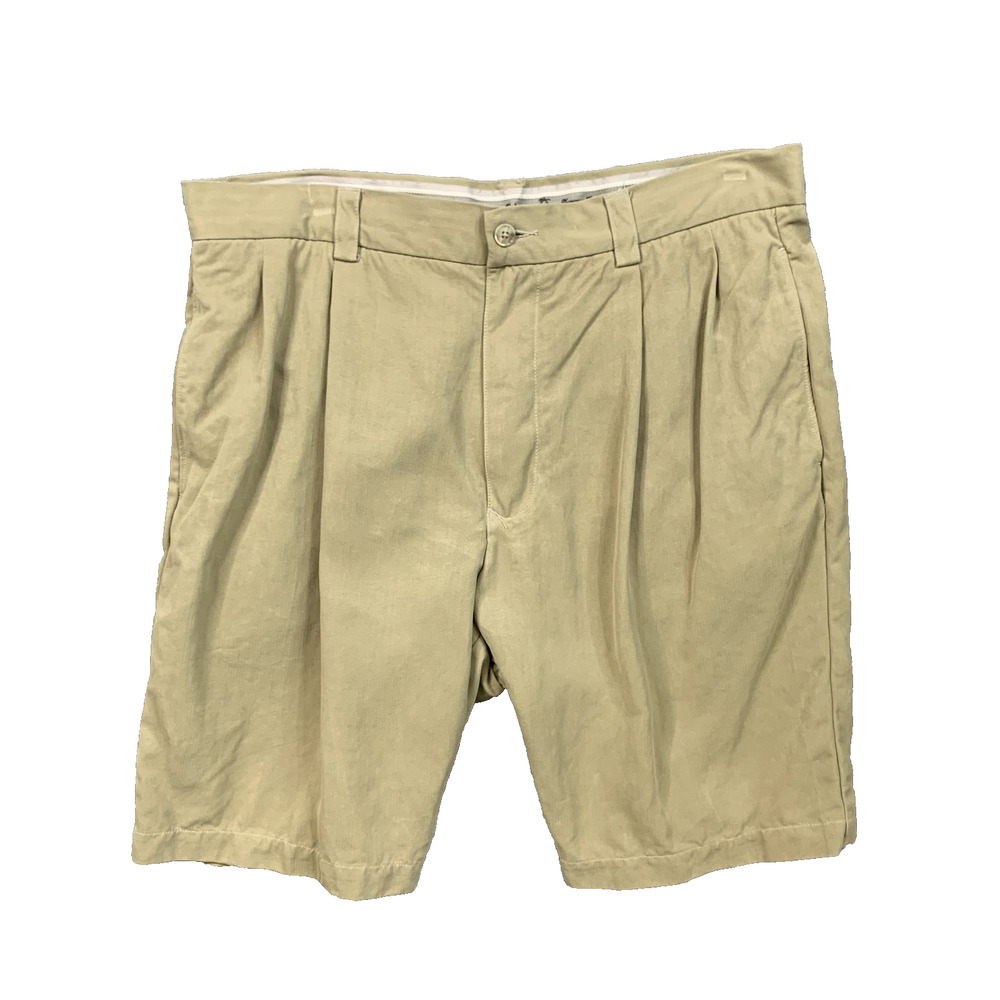 Vintage Tommy Bahama Shorts Mens 34 Straw Silk Pleated Front Chino Belt Loops